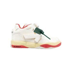 NWT $1k OFF White Puzzle Couture Low Top Trainer Shoes White/Red Mismated 12/13